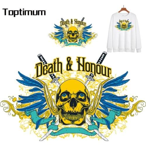 DIY T-shirt Patch stripes heat-sensitive patches applique Skull thermo stickers on clothes iron on transfers for clothing custom