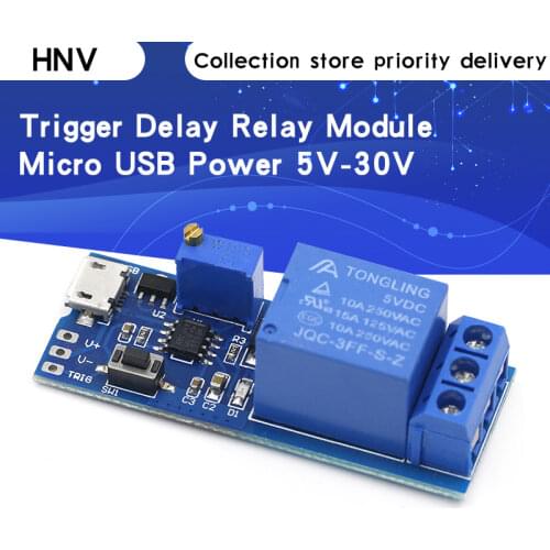 Smart Electronics 5V-30V Micro USB Power Adjustable Delay Relay Timer Control Module Trigger Delay Switch