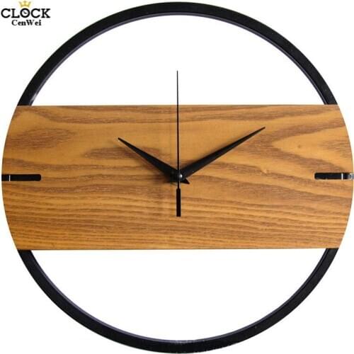 Vintage Wall Clock Modern Design Wooden Clocks for Bedroom 3D Stickers Wall Watch Home Decor Single Side Silent 12 Inch