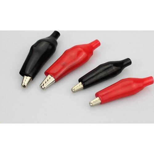 10pcs/lot 35MM Metal Alligator Clip Crocodile Electrical Clamp for Testing Probe Meter Red and Black with Plastic Boot