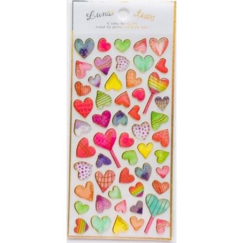 1 Sheet /Pack Colorful Hearts Epoxy Stickers DIY Decorative Sealing Paste Stick Label