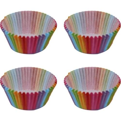 100Pcs Cake Paper Cup Rainbow Muffin Cases Cupcake Mold Oilproof Cupcake Liners Baking Cup Case Party Kitchen Baking Accessories