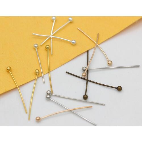 100p 16mm 20mm 25mm 30mm Silver Gold plated bronze Copper Ball Head Pins Needles For Beads Earring Jewelry Findings ballpins