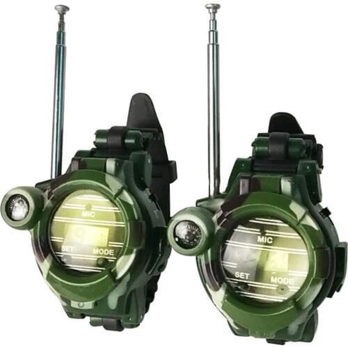 2pcs Walkie Talkies Watches Toys for Kids 7 in 1 Camouflage 2 Way Radios Mini Walky Talky Interphone Clock Children Toy