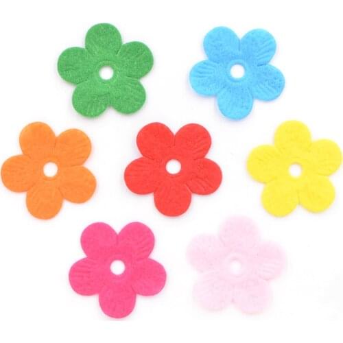 200Pcs Mix Colors Flower Shape Nonwoven Appliques Fabric Felt Patches for Craft Clothes DIY Decoration Accessories K95