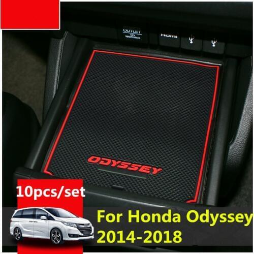 3D Rubber Mat For Honda Odyssey 2014-2018 Lnterior Anti Slip Mat Door Slot Pad Cup Cushion Groove Mat Car Accessories