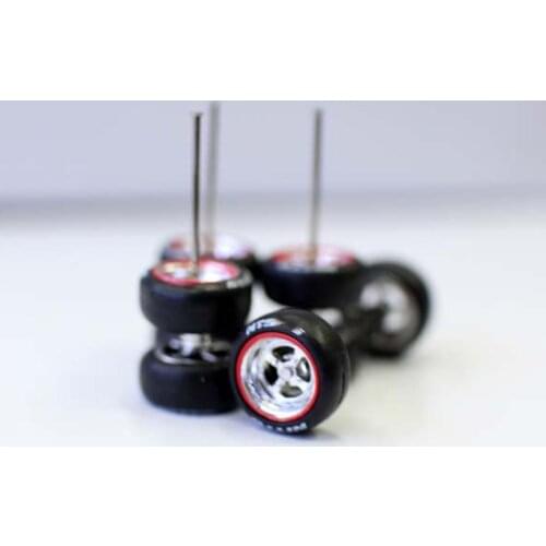 4 Pcs/set 1:64 Tyre with axis Model Tire Diecasts Alloy Rubber Wheel Gears Toy Vehicles General Model For Car Change Accessories