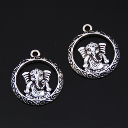 8pcs Tibetan Silver Color Elephant Ganesha Buddha Charms Pendants for Bracelet Necklace Jewelry Making DIY Handmade Craft A2499