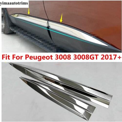 Accessories Side Door Body Molding Protection Garnish Cover Trim Fit For Peugeot 3008 3008GT 2017 - 2021 Stainless Steel