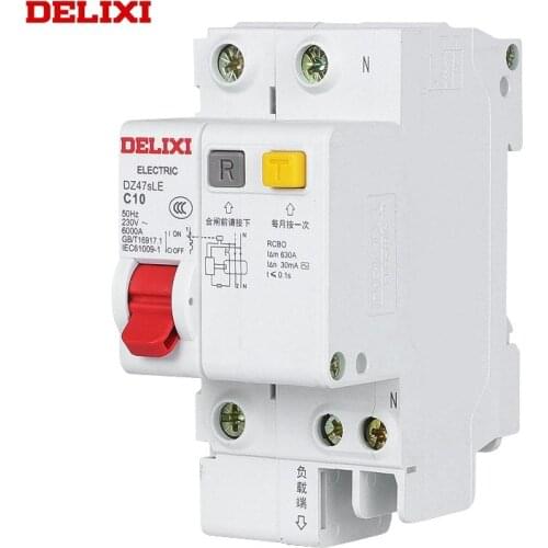 DELIXI Leakage protection circuit breaker MCB RCBO DZ47SLE 6KA 1P+N 230AC type C 6A 10A 16A 20A 25A 32A 40A 50A 63A