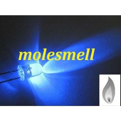 Free shipping 100 x 5mm Blue Candle Light Flicker Ultra Bright Flickering LED Leds