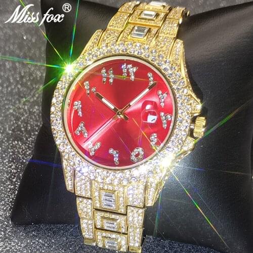 Relogio Luxury Brand MISSFOX Gold Diamond Royale Sunburst Dial Elegant Watches Calendar Waterproof Latest Explosion Models Clock