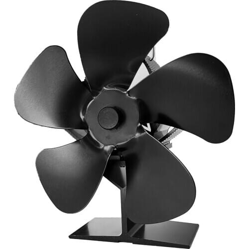 Black Fireplace 5 Blades Heat Powered Stove Fan Log Wood Burner Ecofan Quiet Home Fireplace Fan Efficient Heat Distribution