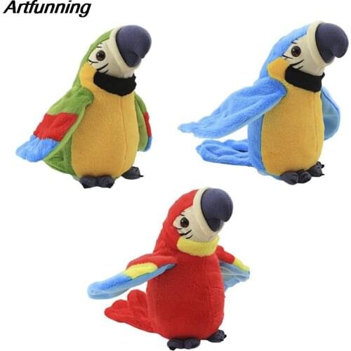 Electronic Talking Parrot Plush Toys Speaking Recording Singing Repeats Waving Wings Electric Bird Stuffed Plush Toy Kids Toy