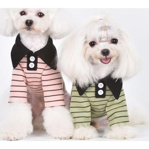 Cat Dog T-shirt Spring Autumn Winter Pet Clothes Striped Bottoming Shirt Yorkshire Pomeranian Bichon Poodle Schnauzer Clothing