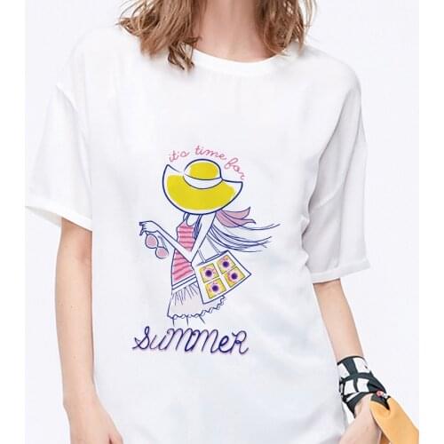 Womens T-shirt Section Streetwear Girl Printed Top Female T Shirts Popular Thin Summer Fashion Clothes Harajuku O-Neck T-Shirts