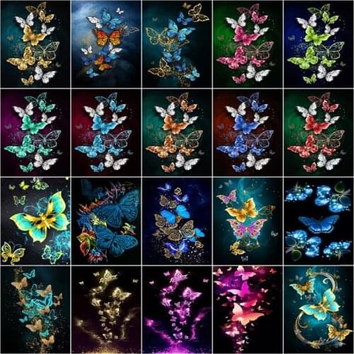 GATYZTORY Oil Paint By Number Butterfly Animals For Adults Beginner Kits Oil Painting By Numbers Drawing An Canvas Home Decor