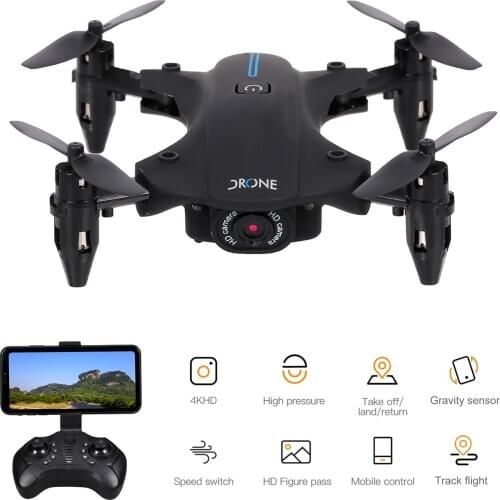 H2 RC Drone with Camera 4K Wifi FPV Mini Folding Quadcopter Toy for Kids Gesture Video Photo Track Flight LED Lights