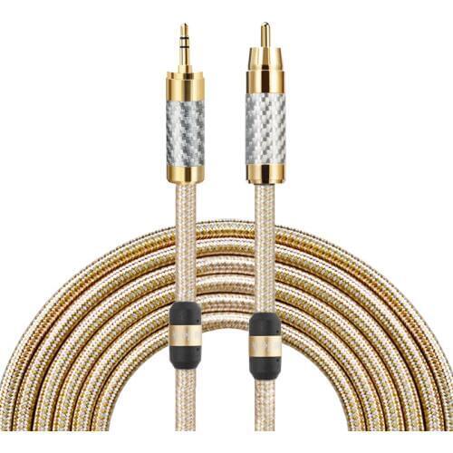 HIFI Mini Jack 3.5mm to RCA Audio Cable for Mobile Phone Headphone Latop TV DVD Amplifier Soundbox Silver-plated Cable