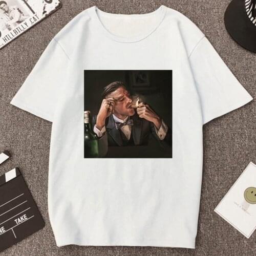 Cool Peaky Blinders Smoking Graphic Movie Mens T Shirt Streetwear Hip Hop Asian Size O Neck Tops Summer Fashion Vintage Tee