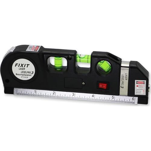 Laser Level Horizon Vertical Measure 8FT Aligner Standard and Metric Rulers Multipurpose Measure Level Laser Black