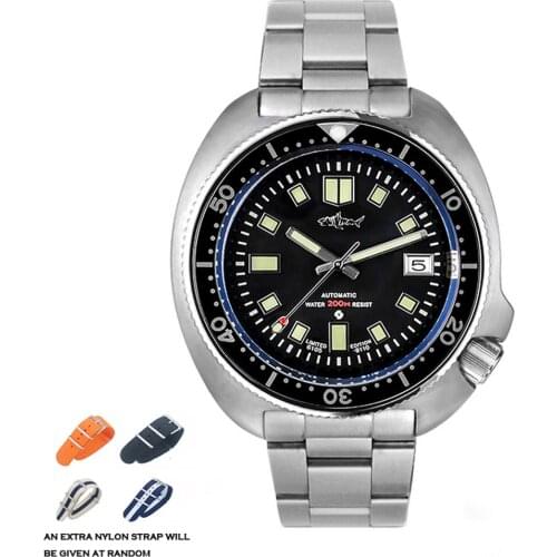 HEIMDALLR Men Diver Watch Mens Automatic Watches Sport Turtle Mechanical Diving 200M Water Resistant C3 Luminous Sapphire NH35