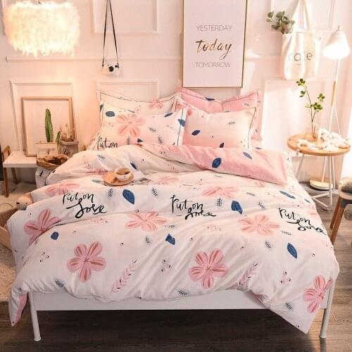 2021Pure Cotton Grinding Three For Four Pieces set New Cartoon Pattern Simplicity Sheets Bed Sheet Bedding Kit