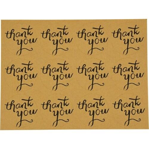 60pcs Kraft Paper Thank You Stickers Seal Labels 3.5cm Decoration Sticker For Handmade Wedding Gift Labels Stationery