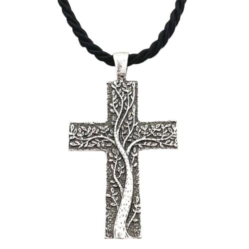 Nostalgia Cross Pendant Tree Of Life Necklace Jewelry Christian Jesus Amulet
