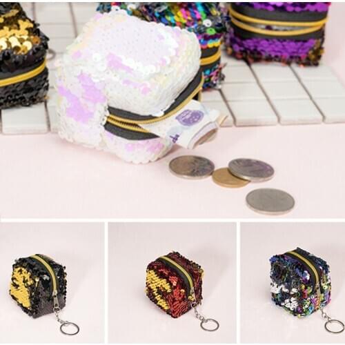 Newly Sequins Coin Purse Wallet Zipper Mini Three-dimensional Handbag Pouch for Girls Women DOD886