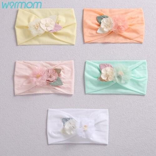 Warmom Double Flower Baby Girl Headband Cute Solid Color Headwear Kid Toddler Child Hairband for Newborn Baby Hair Accessories