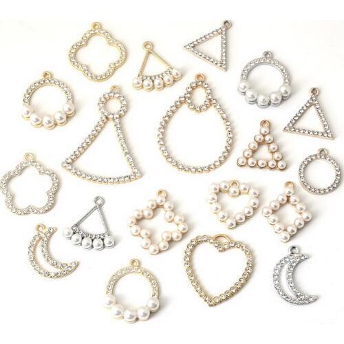 Multi Shape Necklace Pendant Charm With Rhinestone For Necklace Jewelry Making DIY Earring Jewelry Findings