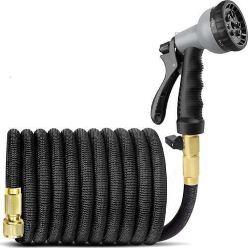 25ft-100ft Expandable Garden Hose Lightweight And Durable Rubber Hose 3/4 Pure Brass Joint Car Wash Hose Garden Irrigation Suppl