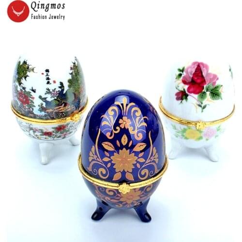 Qingmos Multicolor China Ceramics 50*70mm Egg Multi Purpose Box for Jewelry Displays with Jewelry Box Gift Porcelain Box box17
