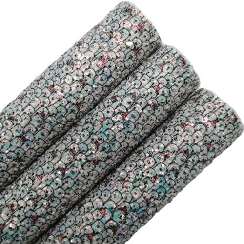 Christmas Bears Printed Chunky Glitter Vinyl Fabric Sheet Felt Backing Synthetic Leather Faux Vinil DIY A4 SIZE T593A