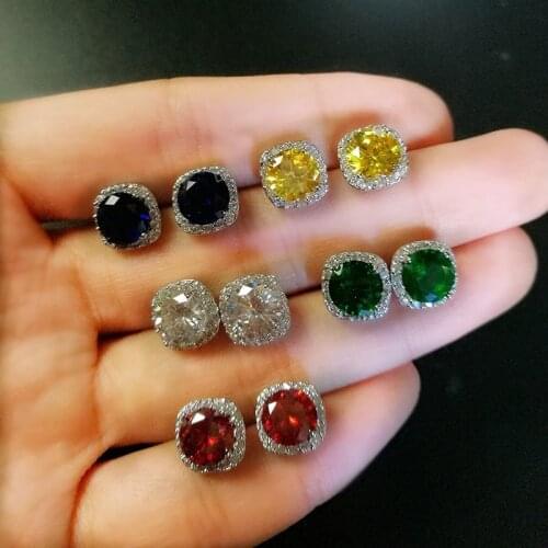 Luxury Female Crystal Zircon Earrings Fashion Silver Yellow Yellow Earrings Retro Two-tone 925 Silver Earrings Jewelry