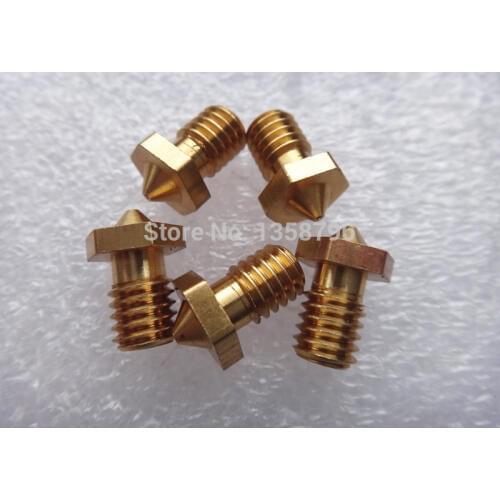 Wholesale 5pcs/lot 3D Printer Nozzle Full Metal M6 threaded Nozzle 0.2mm/0.3mm/0.4mm For 1.75mm DIY Reprap Makerbot