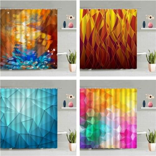 Triangle Geometry Shower Curtain Colourful Gradients Mosaic Stripe Shining Printing Bathroom Accessories Set Home Decor Cheap