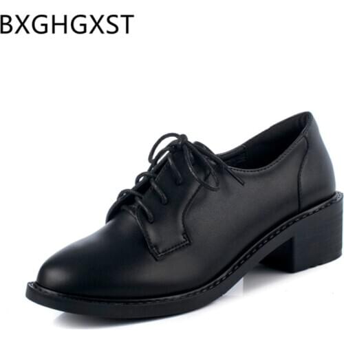 Leather black heels italian casual shoes women ladies high heels woman shoes luxury brand Comfortable shoes zapatos oxford mujer