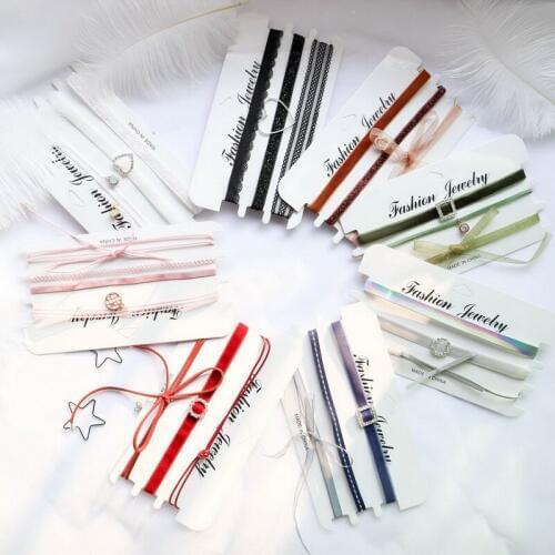 Fashion Korean Multi Layer Velvet Lace Choker Necklace Set for Women Girls Bowknot Star Pendant Necklaces Collares 2019 New FS03