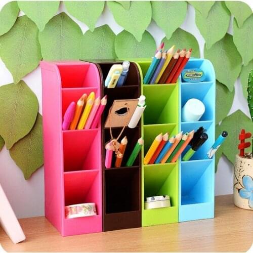 1PC Multifunctional Desk Organizer 4 Slots Desktop Storage Box Case Pen Pencil Holder Plastic Cosmetics Make Up Organizer LF 026