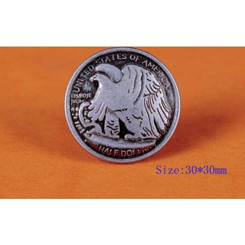 10X Retro Brass American Half Dollar Walking Liberty Eagle Coin Reproduction Belt Purse Diy Leathercraft Conchos Set Rivet Back