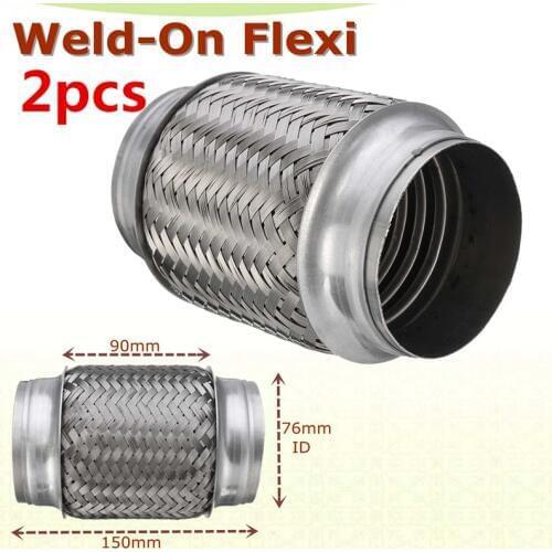 2pcs Weld-On 3" x 6" Stainless Exhaust Flex Tube Joint Flexi Repair Flexi pipe 76mm x 150mm