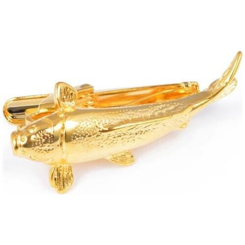 20pcs/lot Vivid Gold Fish Tie Clip Copper Made Tie Pin Bars Mens Jewellery Accessories Wedding Gift Wholesale