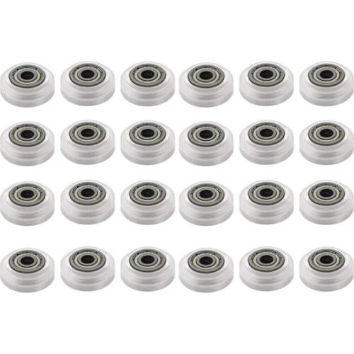 24 Pcs 3D Printer Transparent POM Wheel Plastic Pulley Linear Bearing for Creality CR-10 S5 Ender 3 Pro Printer