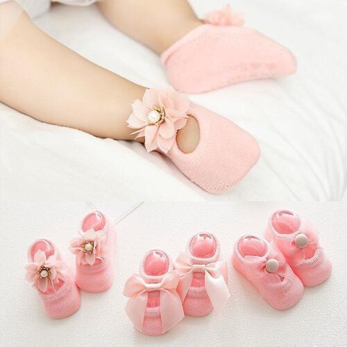 3 Pairs/Set Lace Flower Baby Girls Socks Toddler Cotton Anti-Slip Kids Floor SockSpring Summer Girls Gift sokken 0-3year NBB0338