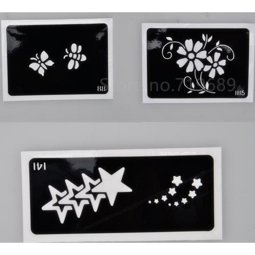 5pcs/lot Medium Henna Stencil DIY Paste Hollow Drawing Flower Lace Design Henna Body Art Paint Tattoo Stencil Chri