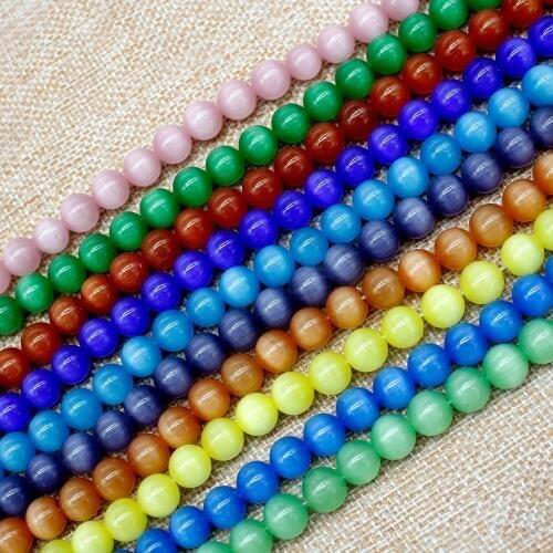A+ Quality 4/6/8/10/12/14mm Round String Opal Loose Spacer Bead Natural Glass Cat Eye Beads Mix Color Pick Free Shipping