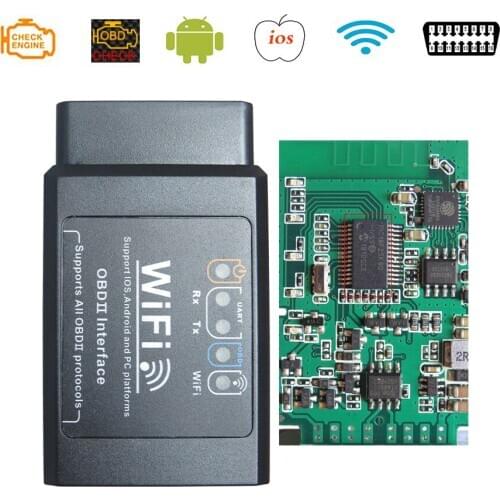ELM327 WiFi/Bluetooth V1.5 OBD2 Car Diagnostic Tools PIC18F25K80 Chip IPhone/Android ELM 327 V 1.5 OBDII Scanner Code Reader