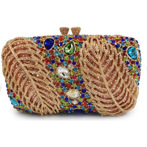 Hollow Out Flower Crystal Clutch Purse Minaudiere Bag Women Evening Bags For Wedding Party Dinner Floral Handbags Purses Wallet